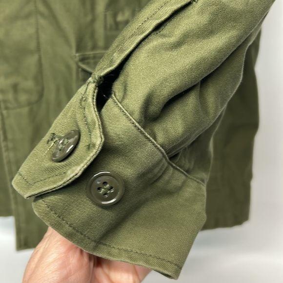 Men's Green Military Style Jacket Vtg 60's Vietnam War US Army Sateen Jacket - Picture 4 of 9